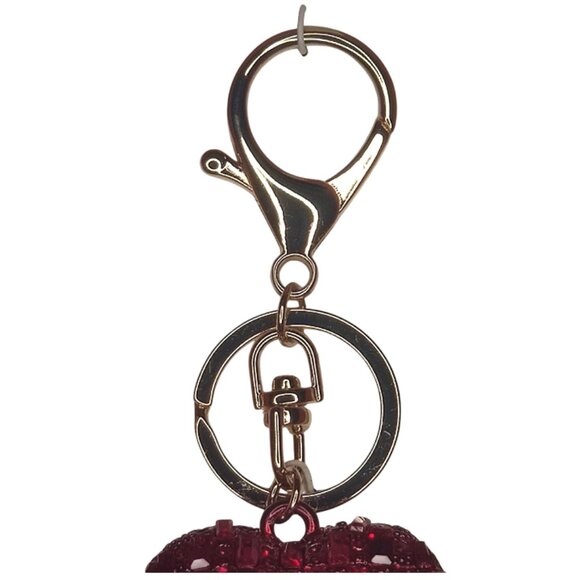 Piper K Red Gold Glass Stone Large Heart Bag Charm Keychain - Picture 3 of 7